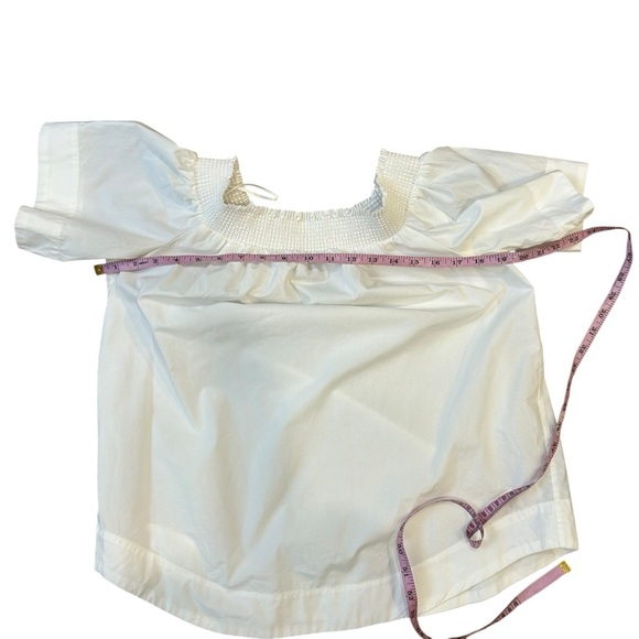 J. Crew white cotton poplin off the shoulder smocked white top size medium tall - Picture 9 of 9
